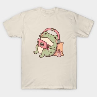 Cute Toad Chilling With Laptop and Boba Tea T-Shirt